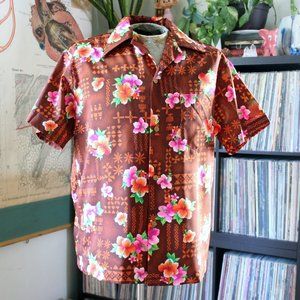 60s 70s vintage Hawaiian aloha shirt, mens